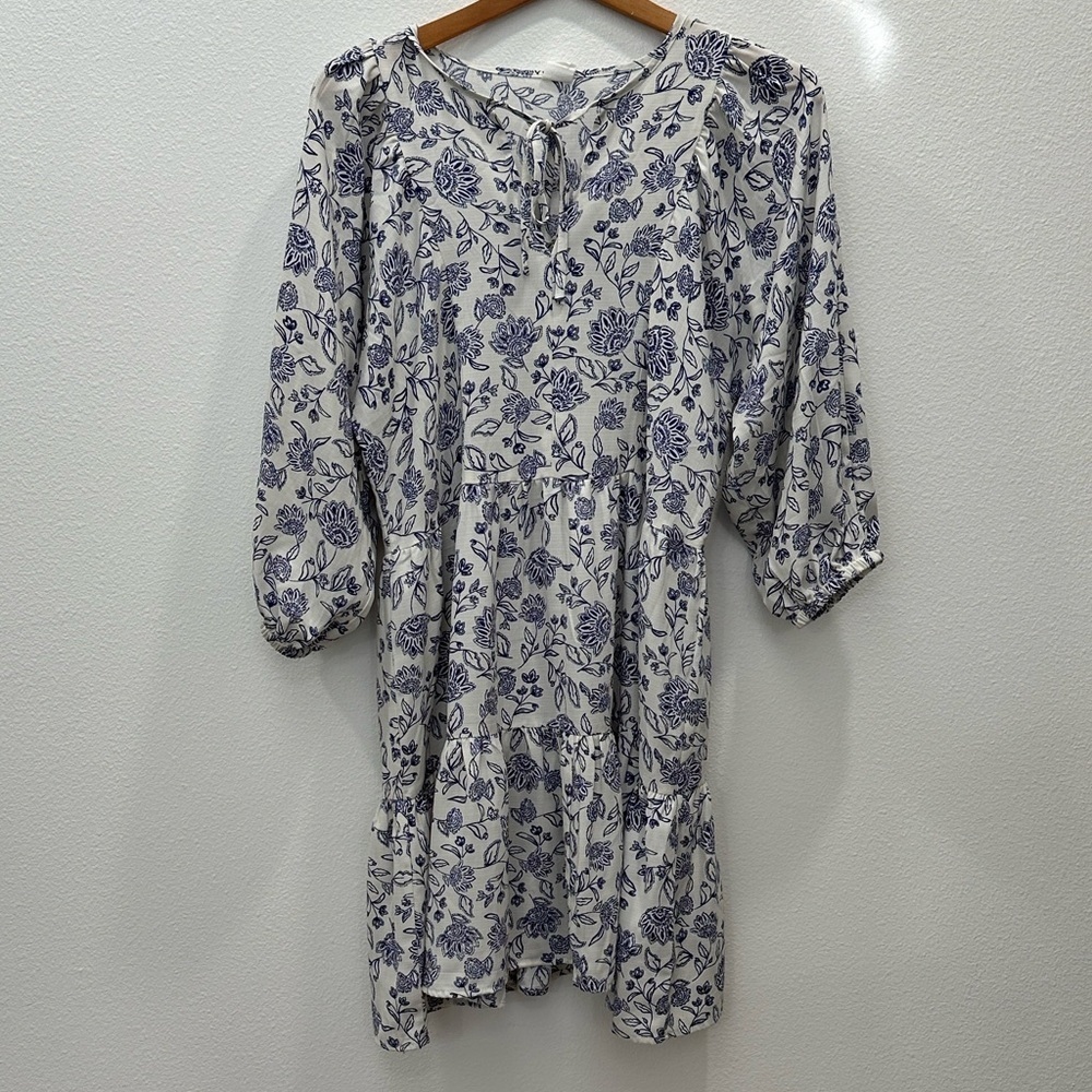 Nordstrom Melrose and Market Blue Floral Long Sleeve Dress spring summer boho